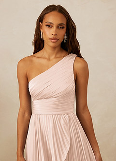Christian Siriano Bridal for Azazie 1008 Bridesmaid Dresses Blushing Pink A-Line One Shoulder Stretch Satin Dress image8