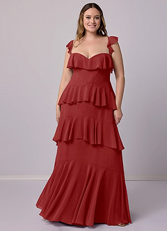 Barbie ♥ Azazie Bridesmaid Dresses Rust A-Line Sweetheart Neckline Chiffon Dress image8