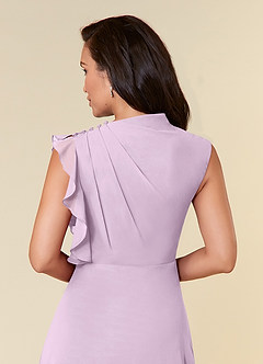 Azazie Narine Mother of the Bride Dresses Frosted Lilac A-Line High Neckline Pleated Chiffon Dress image7