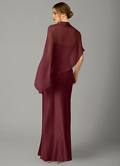 Azazie Jaleesa Bridesmaid Dresses Merlot A-Line High Neck Stretch Satin Dress image6