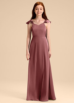 Azazie Everett Junior Vestido de Amatista de Satén Elástico de Corte en A con Lazo image6