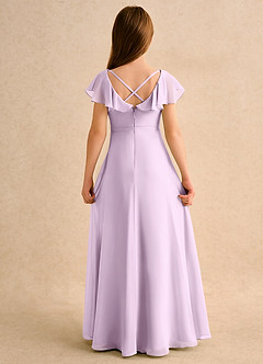 Azazie Nari Girls Formal Flower Girl Dresses Frosted Lilac A-Line with Sleeves Chiffon Dress image7