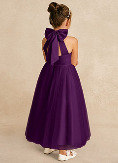 Azazie Bev Flower Girl Dresses Grape A-Line Convertible Tulle Dress image6
