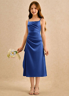 Azazie Canna Girls Formal Flower Girl Klänningar Klä A-Line i Stretch Satin Plisserad image5