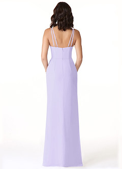 Azazie Leo Bridesmaid Dresses Lilac Mermaid V-Neck Pleated Chiffon Dress image2