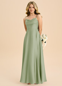 Azazie Bear Junior Dusty Sage A-Line Sweetheart Neckline Stretch Satin Dress image6