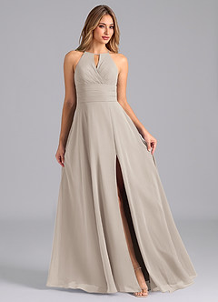 Azazie Denver Bridesmaid Dresses Frost A-Line Pleated Chiffon Dress image3