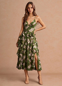 Robe Mi-Longue Vert Floral Megan image4