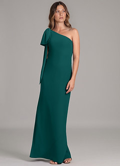 Azazie Capri Robes de demoiselle d'honneur Robe Trapèze en Mousseline de soie Ue épaule Paon image5