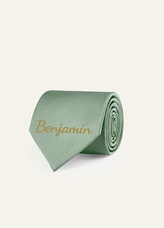 front Personalisierte breite Krawatte aus Stretch-Satin mit Stickerei