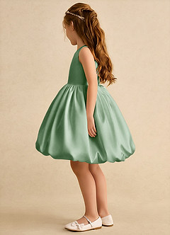 Azazie Nirvana Robe Demoiselle D'honneur Fillette Robe Princesse en Mat Satiné Rayé Matcha image4