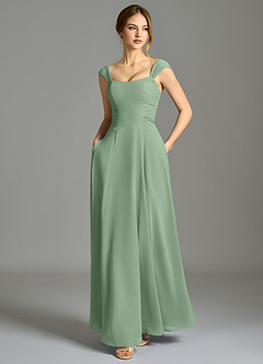 Azazie Oasis Bridesmaid Dresses Matcha A-Line with Pockets Chiffon Dress image6