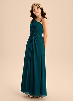 Azazie Brooke Junior Pine A-Line Side Slit Chiffon Dress image6