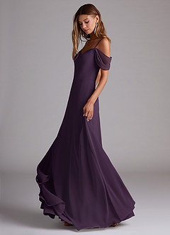 Azazie Marley Bridesmaid Dresses Plum A-Line Off the Shoulder Chiffon Convertible Dress image3