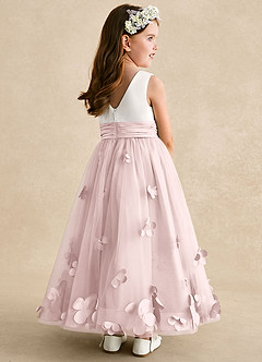 Azazie Vi Flower Girl Dresses Blushing Pink A-Line Sleeveless Tulle Dress image4