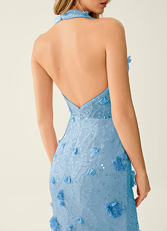 Blairsofire Blau 3D-Blumen-Perlen-Pailletten-Stickerei-Mesh-Abendkleid image7