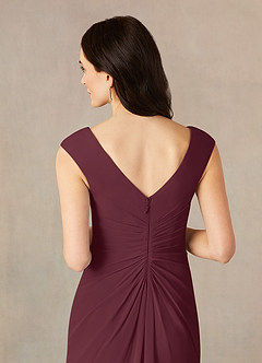 Azazie Sally Mother of the Bride Dresses Cabernet A-Line V-Neck Pleated Chiffon Dress image5