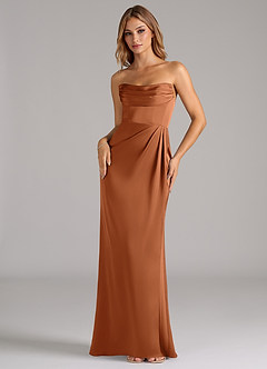 Azazie Johana Bridesmaid Dresses Copper Mermaid Off the Shoulder Stretch Satin Convertible Dress image5