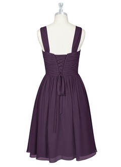 Azazie Angie Bridesmaid Dresses Plum A-Line Corset Chiffon Dress image8