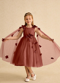 Azazie Staria vestidos de niña de las flores Vestido de Castaño de Tul de Princesa con Volante image4