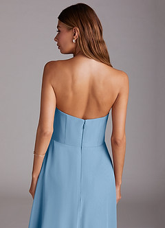 Azazie Wren Bridesmaid Dresses Steel Blue A-Line Strapless Chiffon Dress image8