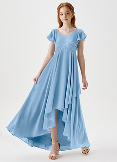 Azazie Caria Junior Powder Blue A-Line Pleated Chiffon Dress image6