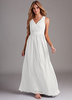 Azazie Kingsley Bridesmaid Dresses White A-Line Lace Chiffon Dress image3