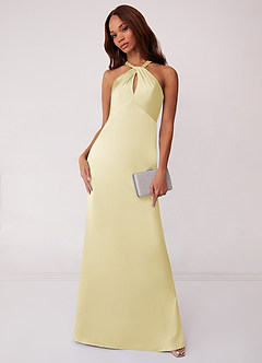 Barbie ♥ Azazie Bridesmaid Dresses Lemon Sorbet Sheath Stretch Satin Dress image1