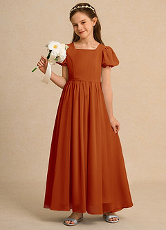 Azazie Joss Flower Girl Dresses Paprika A-Line with Sleeves Chiffon Dress image9