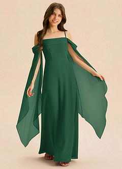 Azazie Moana Junior A-Linie Plissee Chiffon Kleid Dunkelgrün image1