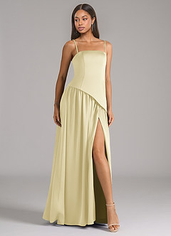 Azazie Adeline Bridesmaid Dresses Lemon Sorbet A-Line Strapless Stretch Satin Convertible Dress image6