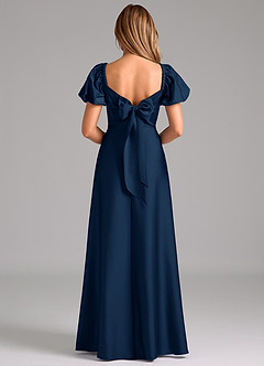 Azazie Fatima Bridesmaid Dresses Dark Navy A-Line Pleated Stretch Satin Dress image6