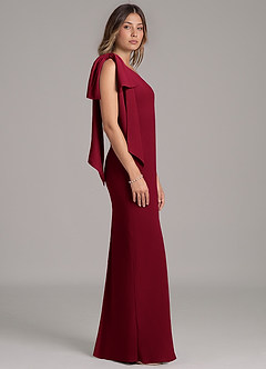 Azazie Capri Bridesmaid Dresses Burgundy A-Line One Shoulder Chiffon Dress image3