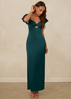 Christian Siriano Bridal for Azazie 1005 Robes de demoiselle d'honneur Robe Fourreau en Satin extensible Encolure en Forme de Cœur Vert Pin image5