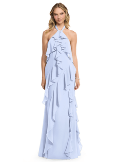 Azazie Velma Bridesmaid Dresses Ice A-Line Side Slit Chiffon Dress image1