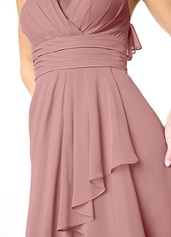 Azazie Aviv Bridesmaid Dresses Dusty Rose A-Line Pleated Chiffon Dress image4