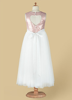 Azazie Anza Flower Girl Dresses A-Line Sequins Tulle Tea-Length Dress image6
