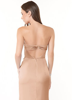 Azazie Leonis Bridesmaid Dresses English Rose Mermaid Pleated Stretch Satin Convertible Dress image10