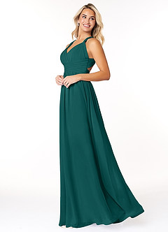 Azazie Ashia Bridesmaid Dresses Peacock A-Line Pleated Chiffon Dress image3