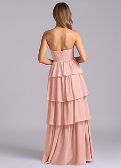 Azazie Faye Brautjungfernkleider A-Linie Herzausschnitt Chiffon Kleid Rosettenrosa image7