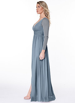 Azazie Bexley Bridesmaid Dresses A-Line Long Sleeve Mesh Floor-Length Dress image5