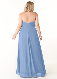 Azazie Tessie Bridesmaid Dresses Steel Blue A-Line V-Neck Pleated Chiffon Dress image7