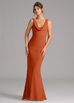 Azazie Rylina Bridesmaid Dresses Burnt Orange Mermaid Pleated Chiffon Dress image1