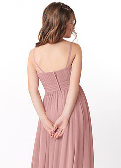 Azazie Astrid Junior Dusty Rose A-Line Floral Chiffon Dress image4