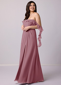 Barbie ♥ Azazie Bridesmaid Dresses Vintage Mauve A-Line Off the Shoulder Chiffon Convertible Dress image11