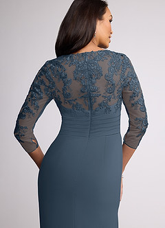 Azazie Joan Mother of the Bride Dresses Neptune Sheath V-Neck Lace Chiffon Dress image5