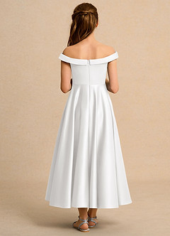 Azazie Teeny Girls Formal Vente Finale Robe Trapèze en Mat Satiné Plissée Blanc image2