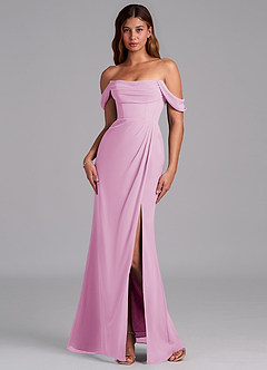 Azazie Johana Vestidos de damas de honor Vestido de Rosa Caramelo de Gasa de Corte Sirena Convertible con Vestidos sin tirantes image7