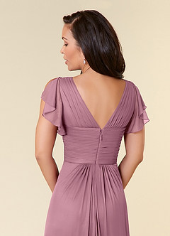 Azazie Reneya Mother of the Bride Dresses Vintage Mauve A-Line Pleated Mesh Dress image6