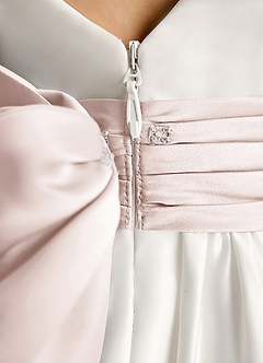 Azazie Sosie Flower Girl Dresses Ivory Rose Petal A-Line Pleated Matte Satin Dress image6